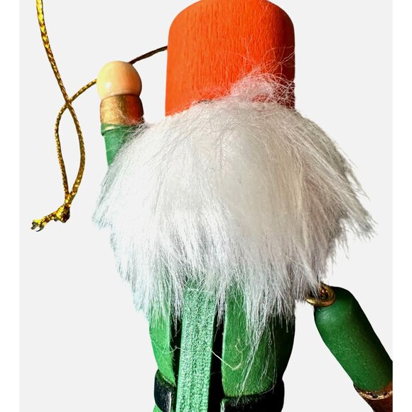NWOT VTG Nutcracker Christmas Ornament Wooden Dangling Arms Legs Fuzzy B… - Picture 8 of 11